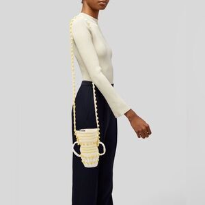 Rosie Assoulin Pom Pom Yellow Crochet Bag